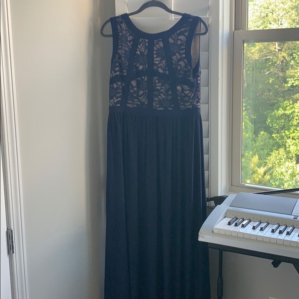 Blue Embroidered Maxi Dress